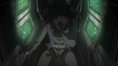 Inaho's new eyeball causes some pain but never enough to stop his overpowered self