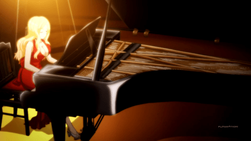 The ending theme is as beautiful as Irina, both in looks and piano-playing