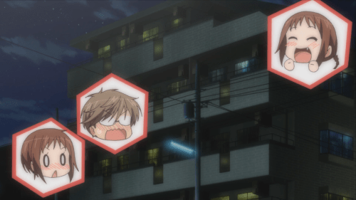 The anime often relies on head-only-cut-out transitions to avoid animation