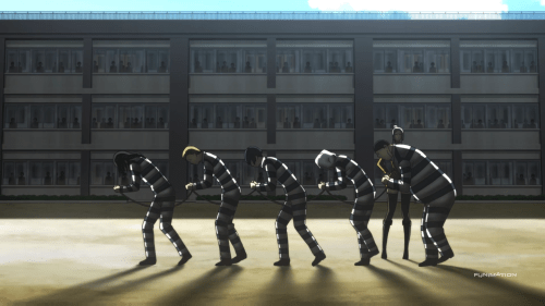 Prison School / Episode 1 / The boys during their first morning of prison