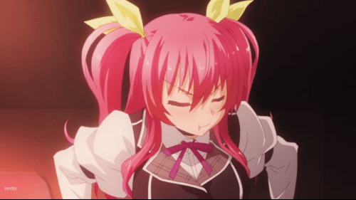 Rakudai Kishi no Cavalry / Episode 1 / Stella pouting since she is now Ikki's "servant"