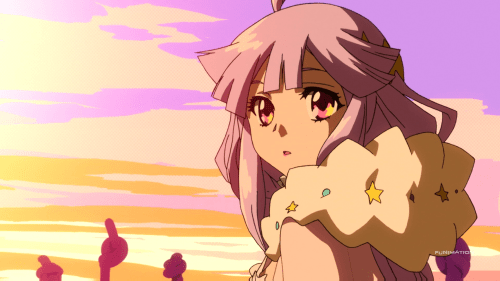 Concrete Revolutio: Choujin Gensou / Episode 6 / Kikko looking over at Earth-chan