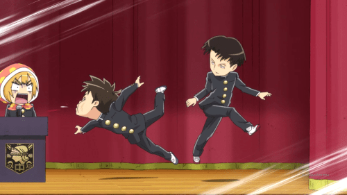 Shingeki! Kyojin Chuugakkou / Episode 10 / Levi kicks Eren in the face