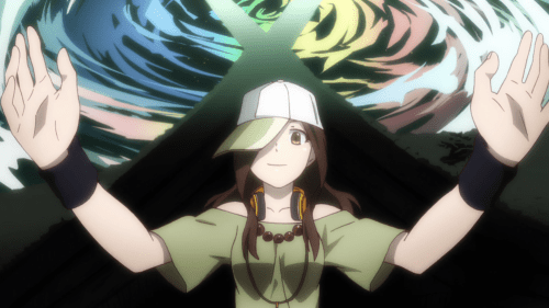 Owarimonogatari / Episode 9 / Izuko Gaen explaining to Araragi, Shinobu, and Kanbaru about the first minion