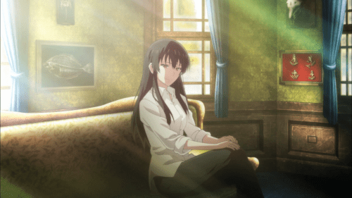 Sakurako-san no Ashimoto ni wa Shitai ga Umatteiru / Episode 9 / Sakurako sits in sunlight after speaking with Shoutarou and his grandmother