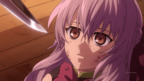 Owari no Seraph: Nagoya Kessen-hen / Episode 11 / Shinoa confronted and nearly killed for her decision to let Mika escape with Yu and, in the process, get fellow comrades killed