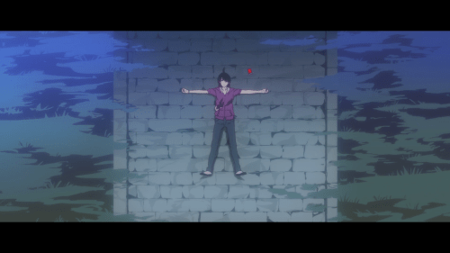 Owarimonogatari / Episode 12 / Araragi laying on the ground as he talks with Senjougahara over the phone