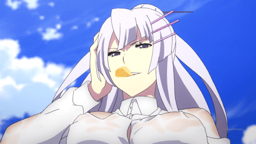 Heavy Object / Episode 5 / Frolaytia eating some cheese and arriving to save both Qwenthur and Havia