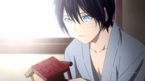 Noragami Aragoto / Episode 8 / A flashback of Yato crying while receiving his very own shrine from Hiyori