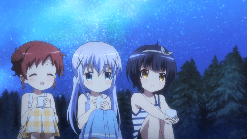Is the Order a Rabbit?? / Episode 11 / Megumi, Chino, and Maya watch the other girls from afar