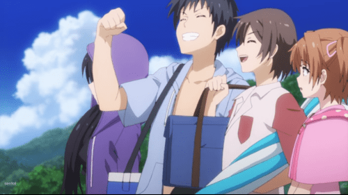 Shoujo-tachi wa Kouya wo Mezasu / Episode 6 / Bunta and the gang hanging out at the beach