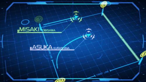 Ao no Kanata no Rhythm / Episode 2 / Coach explaining to Asuka what a shortcut in Flying Circus means