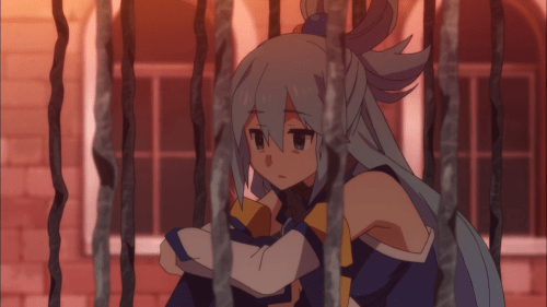 KonoSuba / Episode 5 / Aqua utterly devoid of thought after her harrowing alligator experience