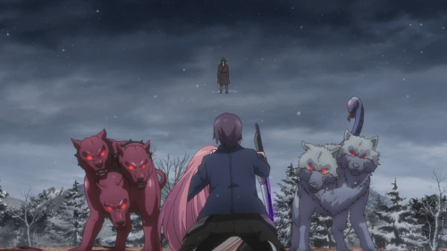 Gakusen Toshi Asterisk 2nd Season / Episode 11 / Ayato protecting Julis from some mythological beasts and Gustave