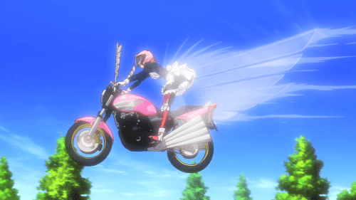 Bakuon!! / Episode 7 / Hane "flying" high on her motorcycle
