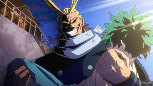 Boku no Hero Academia / Episode 3 / All Might catching Deku before he hits the ground
