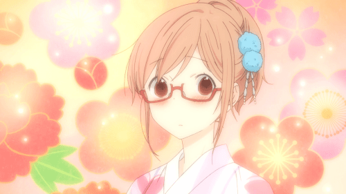 Tanaka-kun wa Itsumo Kedaruge / Episode 10 / Shiraishi looking beautiful in glasses, a yukata, and pinned-up hair