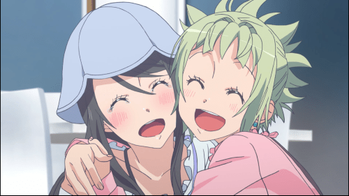 Amanchu! / Episode 9 / Teko and Pikari smiling and laughing and crying together