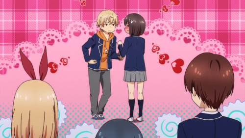 Kono Bijutsubu ni wa Mondai ga Aru! / Episode 3 / Uchimaki and Usami "sharing" a "kiss"