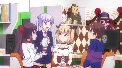 New Game! / Episode 2 / Hifumi, Aoba, Yun, and Hajime having tea and snacks together