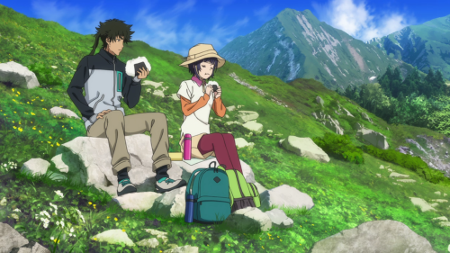 Kuromukuro / Episode 11 / Ken and Yukina eating together on a mountain