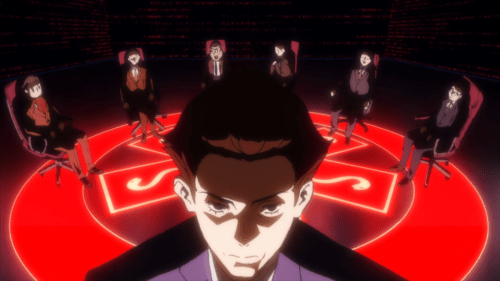 Occultic;Nine / Episode 8 / The Society of Eight Gods of Fortune cult discussing their matters