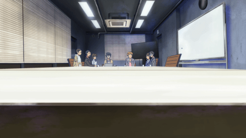 Gi(a)rlish Number / Episode 2 / The production staff having a meeting about recent complications involving their anime project