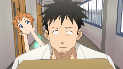 Demi-chan wa Kataritai / Episode 10 / Machi trying to get a better look at Takahashi-sensei