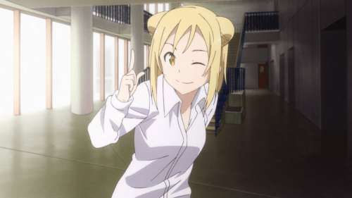 Demi-chan wa Kataritai / Episode 1 / Hikari telling Takahashi-sensei that the new word for "monster girls" is "demi"