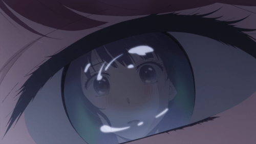 Kuzu no Honkai / Episode 2 / Ecchan eyeing Hanabi from atop her