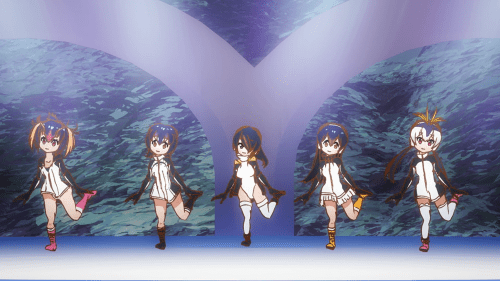 Kemono Friends / Episode 8 / The penguin-idol group performing on stage together