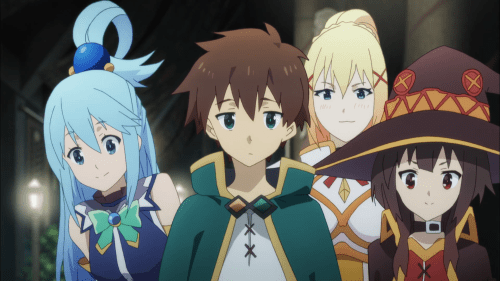 KonoSuba Season 2 / Episode 6 / Aqua, Kazuma, Darkness, and Megumin together