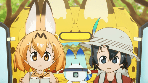 Kemono Friends / Episode 7 / Serval, Boss, and Kaban looking forwards