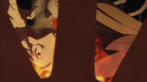 Shouwa Genroku Rakugo Shinjuu: Sukeroku Futatabi-hen / Episode 9 / Bon being attacked by the "god of performance" as Yotaro attempts to save him