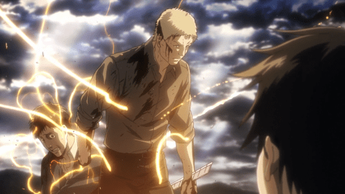 Shingeki no Kyojin Season 2 / Episode 6 (31 overall) / Bertholdt and Reiner about to morph into their Titan forms