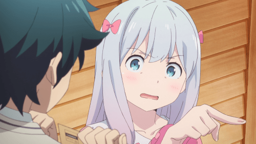 Eromanga-sensei / Episode 1 / Sagiri angrily telling Masamune to sit down