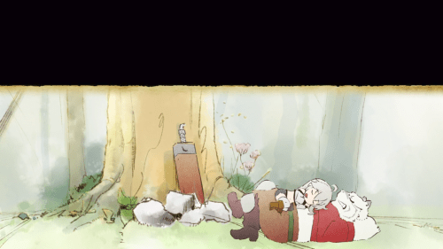 Zero kara Hajimeru Mahou no Sho / Episode 2 / Zero literally sleeping on Mercenary's chest