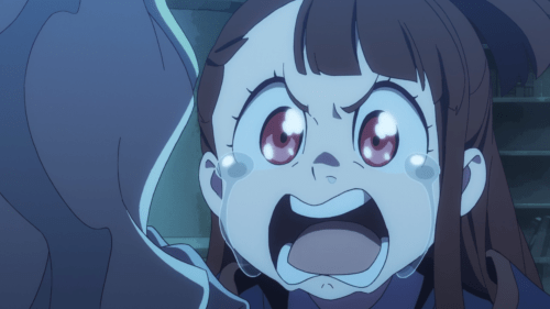 Little Witch Academia (TV) / Episode 20 / Akko fighting back tears as much as possible as she cheers on Diana