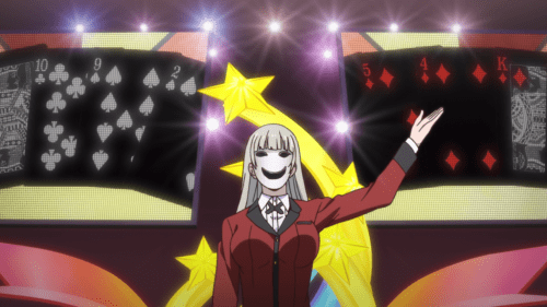 Kakegurui / Episode 10 / "Ririka" leading the gambling game between Yumeko and Kaede