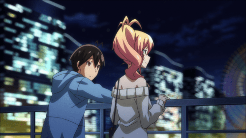 Hajimete no gal / Episode 10 / Junichi and Yukana together at the end of their amusement-park date