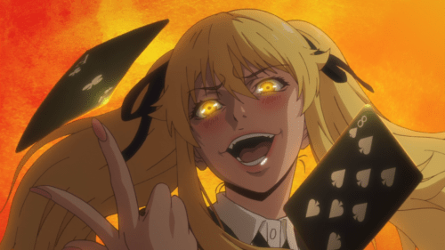 Kakegurui / Episode 4 / Mary delivering her signature "Baka!" scene