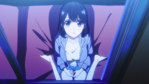 Koi to Uso / Episode 11 / Misaki looking up at the moon in a solemn manner