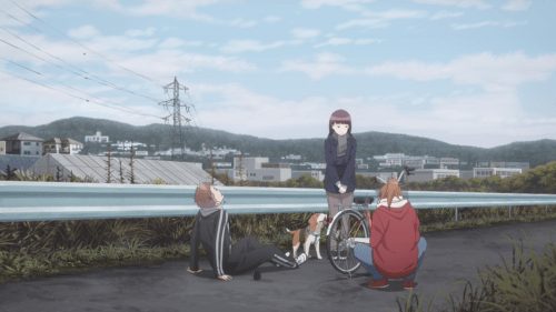 Just Because! / Episode 3 / Haruto, Hazuki (with her dog), and Yoriko meeting up