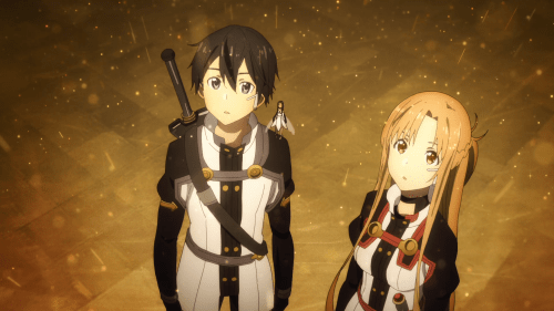Sword Art Online Movie: Ordinal Scale / Kirito, Yui, and Asuna standing together