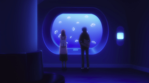 Just Because! / Episode 2 / Mio and Eita standing together at the aquarium