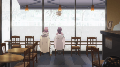 Just Because! / Episode 5 / Mio and Hazuki talking with each other at a quaint cafe