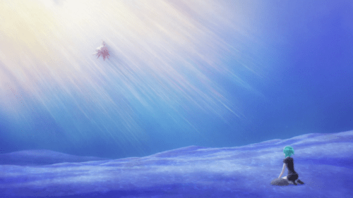 Houseki no Kuni / Episode 4 / Phos underwater with her newfound aquatic companion