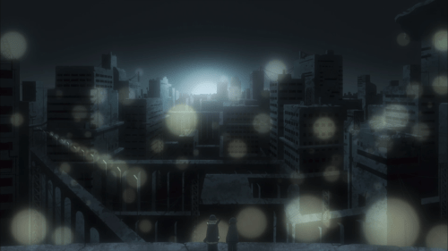 Shoujo Shuumatsu Ryokou / Episode 3 / Yuuri and Chito staring out over a sparkling city