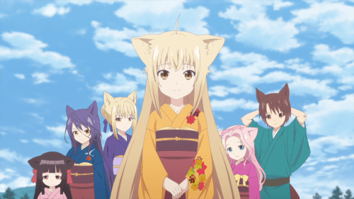 Konohana Kitan / Episode 8 / Yuzu and the other ladies standing together