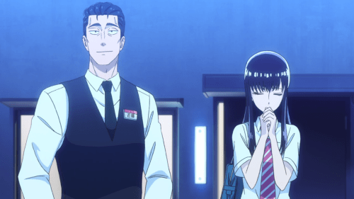 Koi wa Ameagari no You ni / Episode 9 / Mr. Kondou and Akira standing together beneath a really bright moon